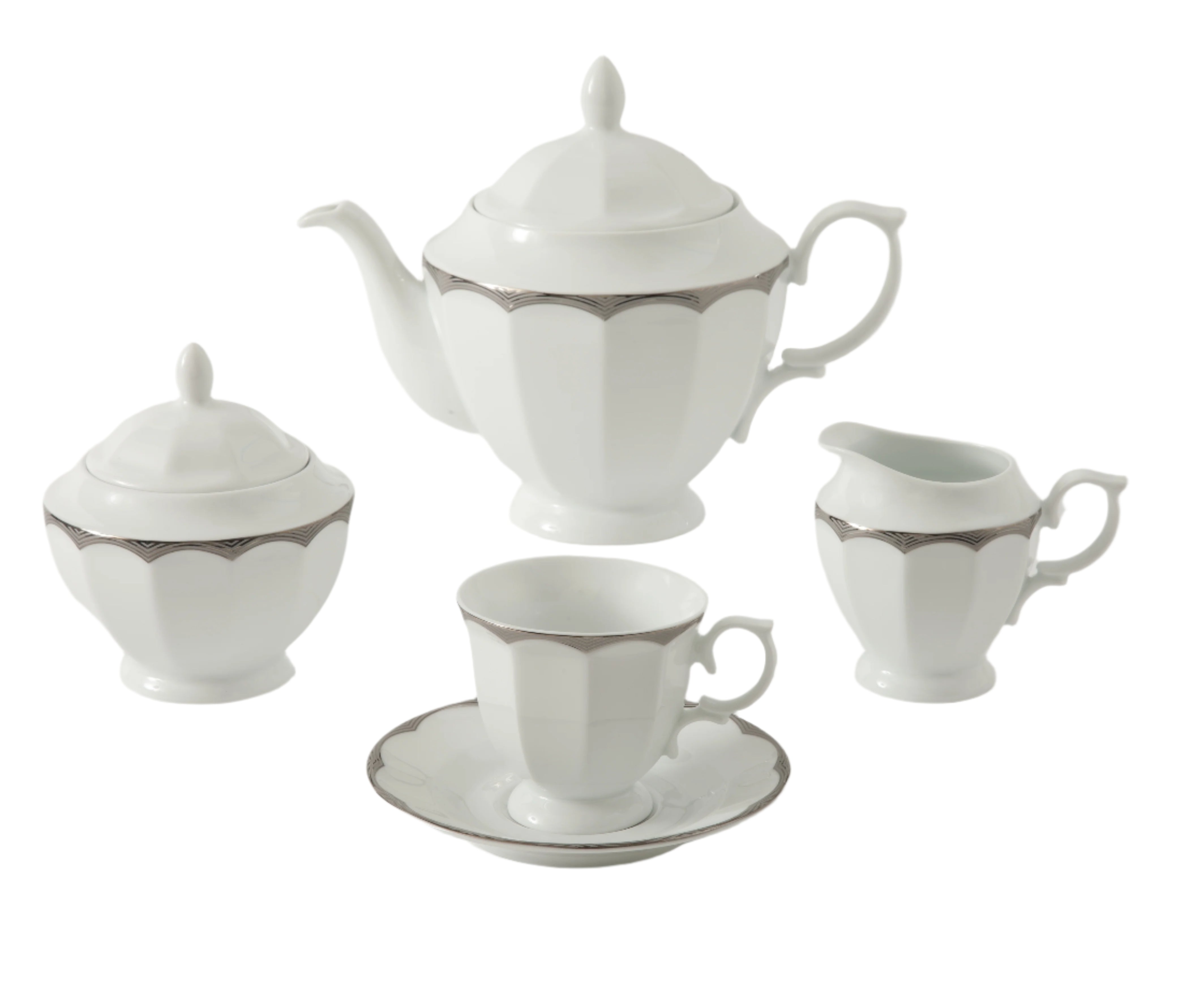 Isatis Platinum Neo Classic 6 Person Tea Set