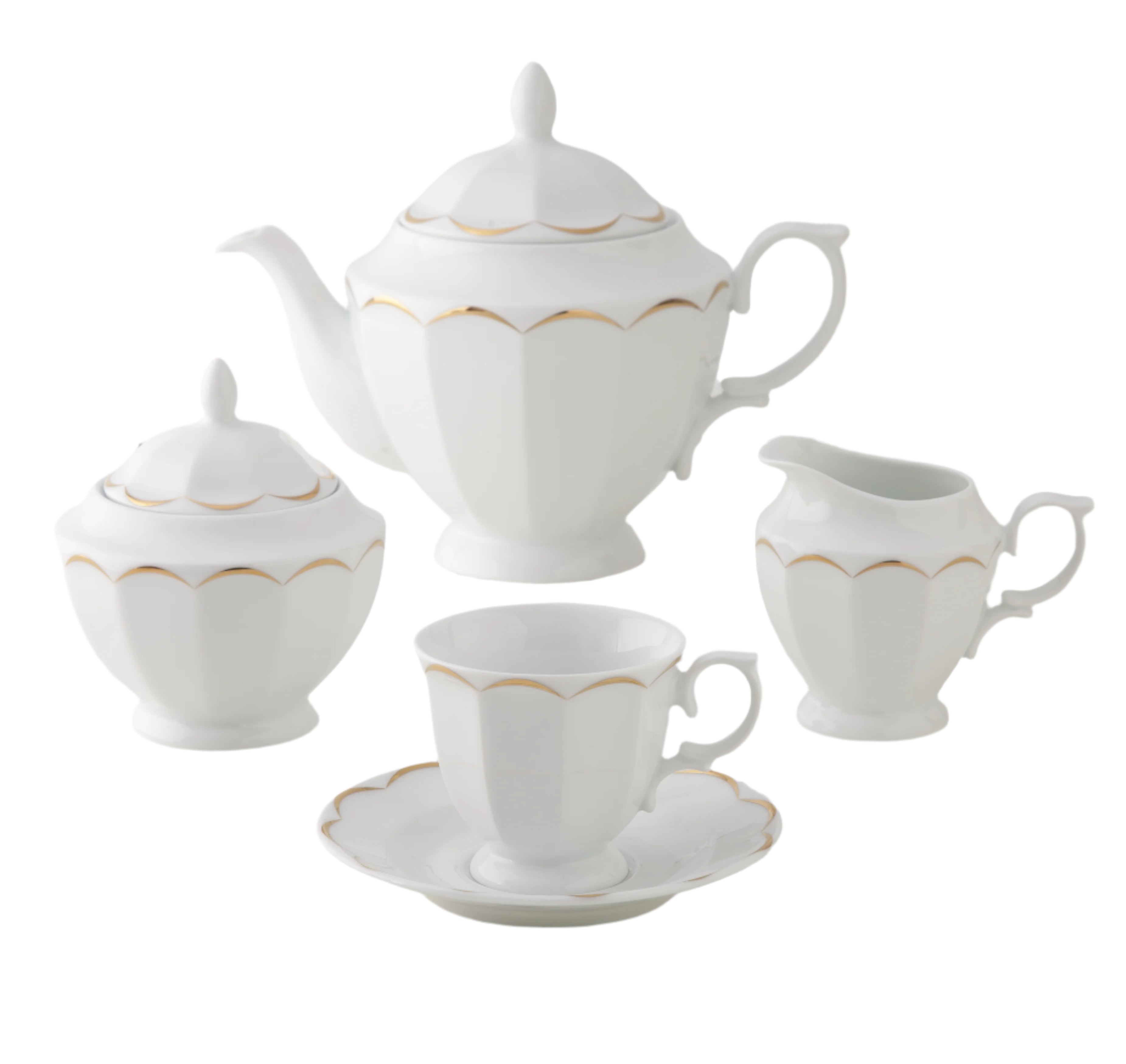 Narciss Gold 6 Person Tea Set