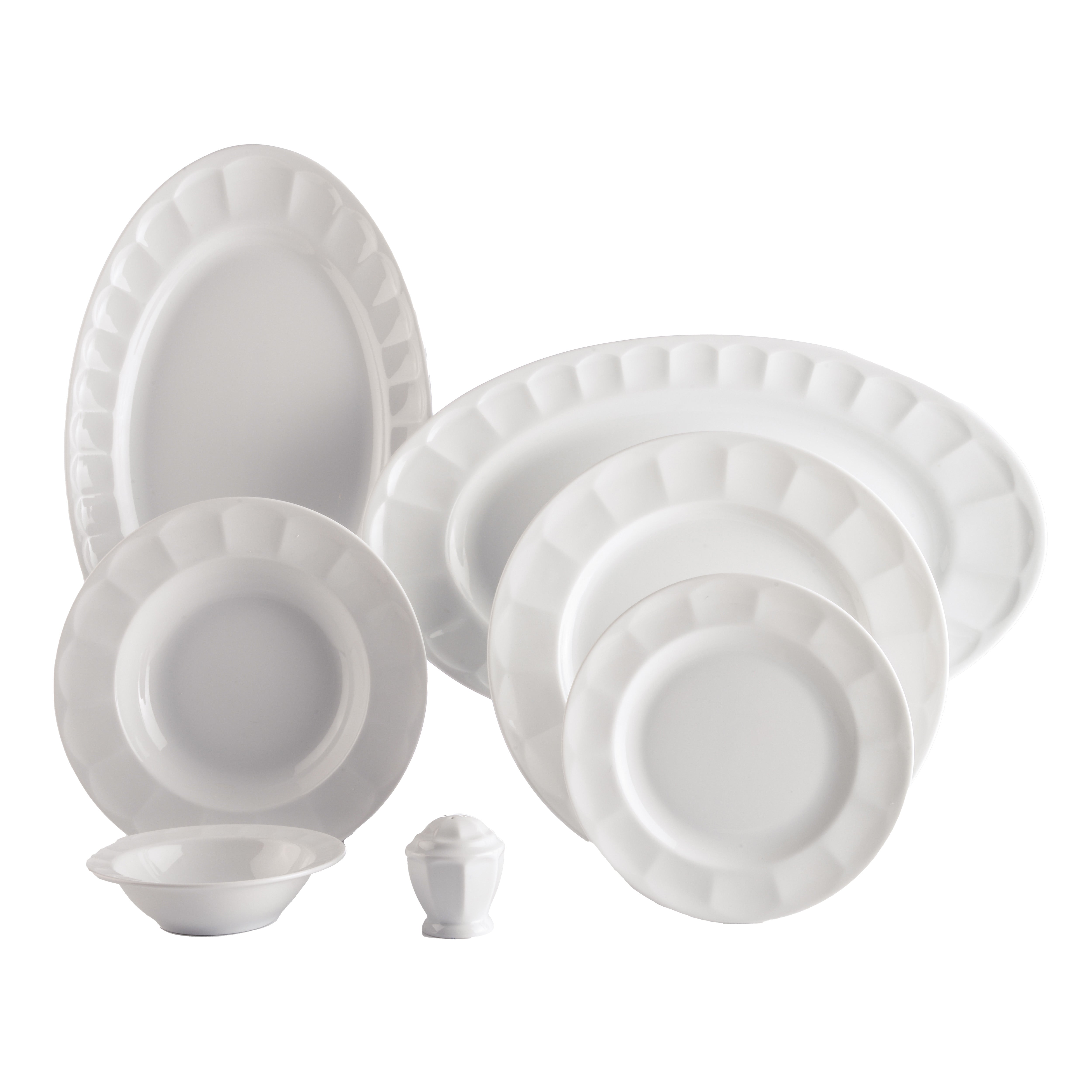 White Neo Classic 6 Person Dinner Set